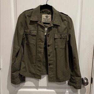 Lucky Brand Military Olive Embroidered Jacket